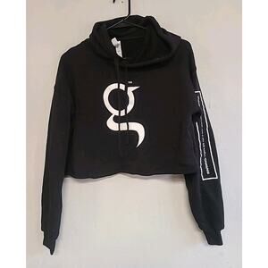 Women's small medium Game Cigars "g" logo black cropped fleece hoodie